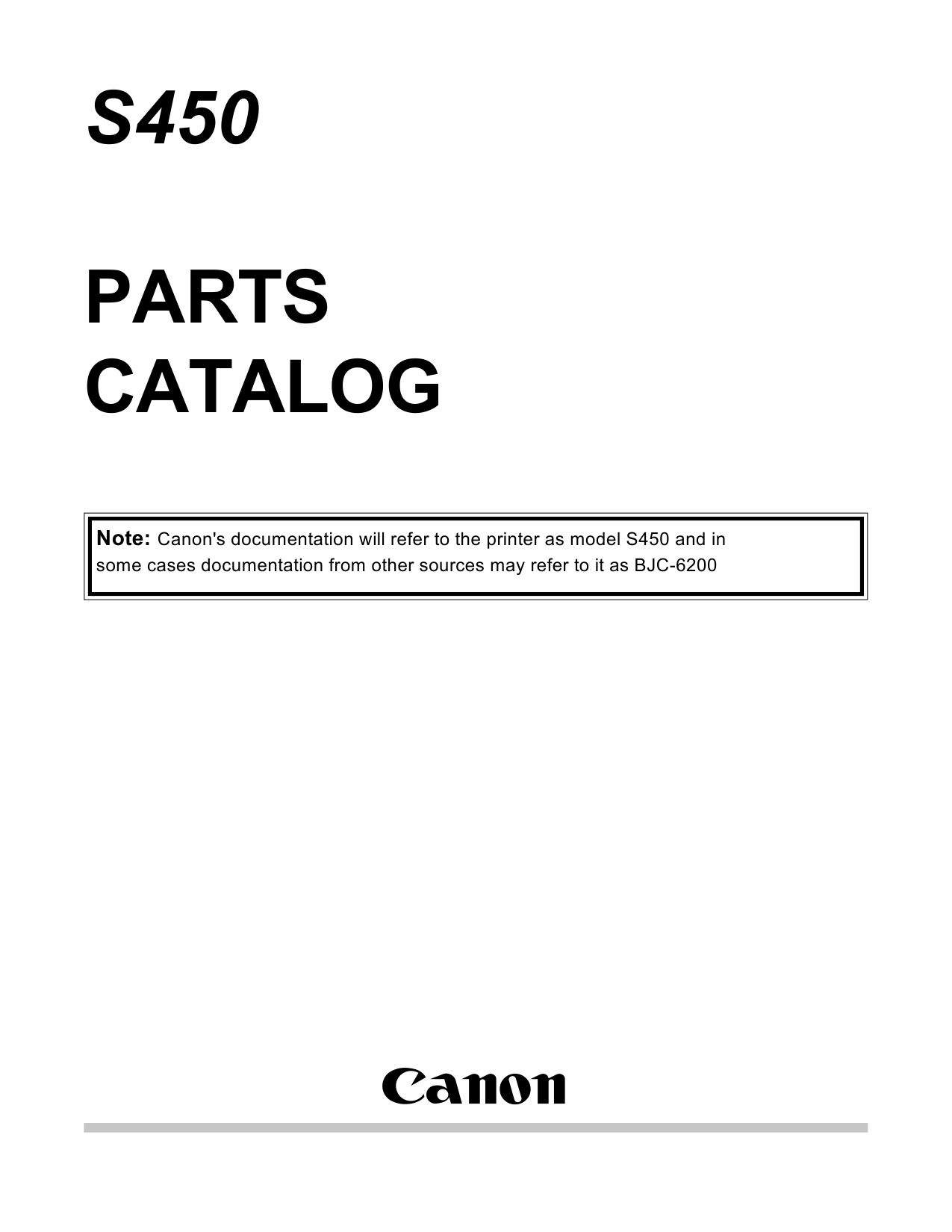 Canon PIXUS S450 Parts Catalog Manual-1